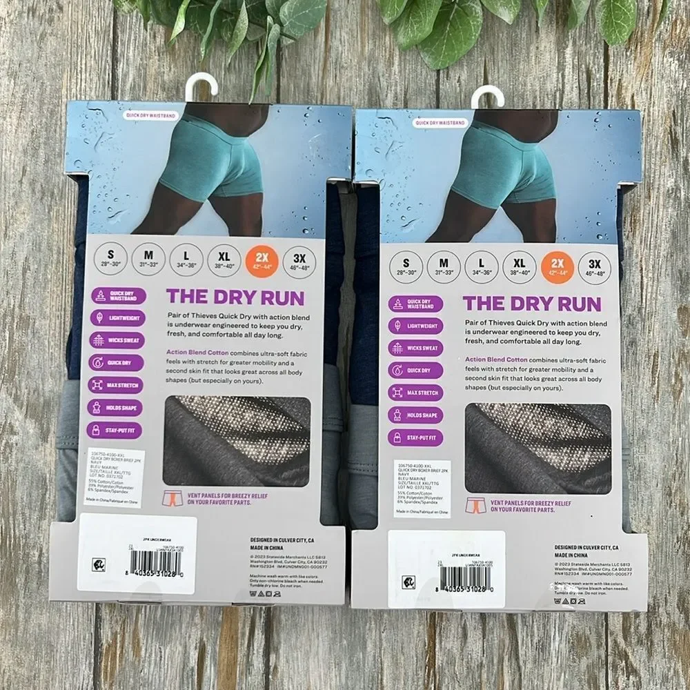 NWT Pair of Thieves Quick Dry Boxer Briefs Underwear 2, 2-Packs Size XXL